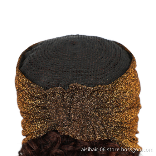 Short red water wave cheap wholesale good kinky curly synthetic headband attached wig grip black women brazilian